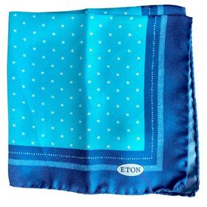 Eton Pocket Square Blue 13" 100% Silk